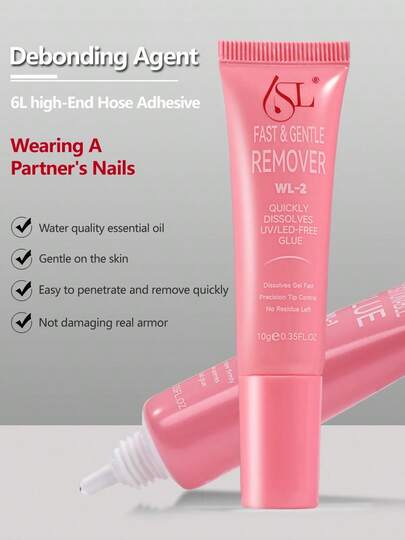 2Pcs No UV Nail Glue & Gel Remover Set, 10g Repositionable Strong Adhesive For Press On Nails, Gentle Instant Remover, Waterproof DIY Kit