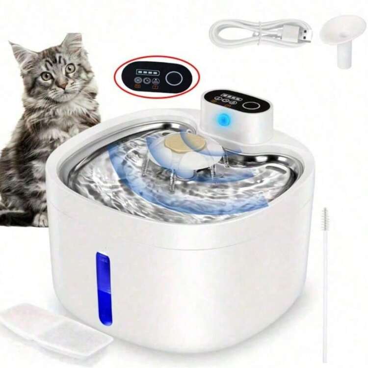 Air Mancur Minum Otomatis Nirkabel untuk Kucing - 88 Oz/2.6L/0.69 Gal, Dengan Sensor Gerak untuk Pengeluaran Air Otomatis, Sangat Tenang - Dispenser Air Hewan Peliharaan Bertenaga Baterai Isi Ulang - beraneka warna - View 8