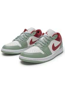 Men's AIR JORDAN 1 LOW Basketball Shoes, Cushioned Basketball Shoes For On-Court Games And Training, 553558-133 - Sail White/Stone Red/Horizon Green - View 8