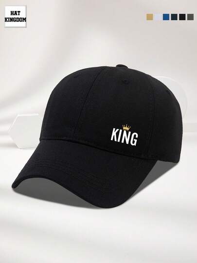 1pc Unisex Black Crown KING Graphic Print Outdoor Casual Fashion Adjustable Size High Quality 2026 New All Season Baseball Cap Casual Hat Suitable For Spring Autumn Travel Beach Vacation Sun Hat Y2K Style Youth Hat