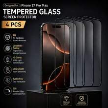 Yezodawee 4pcs Ultra HD Full Screen Tempered Glass Screen Protector, Compatible With IPhone 17 Pro Max 11-17 Series, With Black Border Silk Screen Printing Full Screen Phone Protector - 4Pcs - View 27