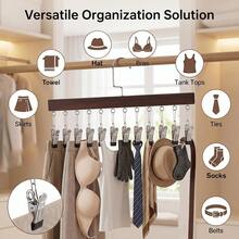 2pcs Closet Storage Hangers With 12 Clips, Space-Saving Leggings Rack, 360° Rotating Metal Clips With Silicone Lining, Suitable For Skirts, Socks, Bras, Shorts, Underwear, Ties - Multicolor - View 4