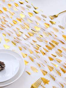 1pc Gold Christmas Tree Pattern Table Runner, Christmas Mesh Table Runner, Christmas Table Decoration, Home Decor, Kitchen Decor, Christmas Tablecloth Decoration, Christmas Party Supplies, Christmas Decoration Supplies, Christmas Baby Shower Decoration - Christmas Tree - View 5