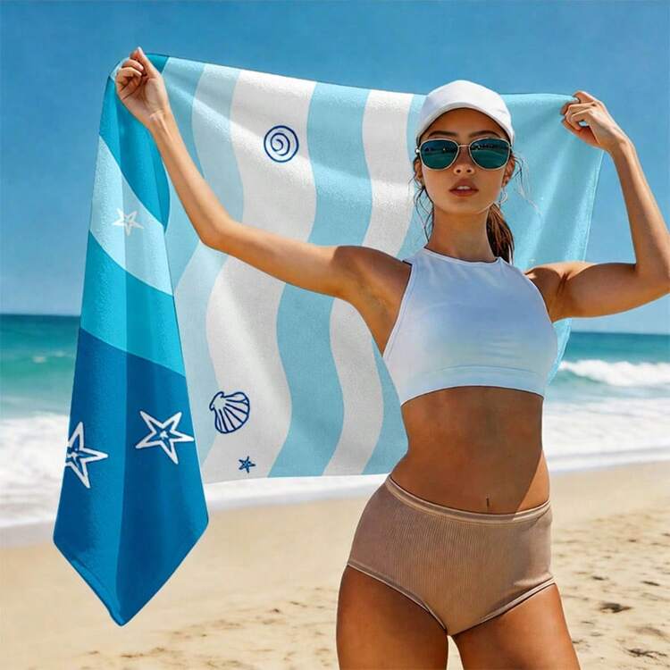 1PC Summer Microfiber Beach Towel Beach Towel Sand Free Beach Towel Lightweight Towel Pool Towel Travel Towel - Natural Style H - View 9