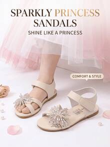Water Drop Fireworks Girl Sandals, Summer Style, Hook And Loop Design, Pairs Well With Princess Dress To Enhance Atmosphere - White - View 5