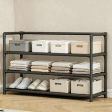 3-Tier/5-Tier Metal Standing Storage Rack, Easy Assembly, Home Entryway Shoe Rack, Bedroom Bookshelf, Living Room Multi-Function Storage Shelf, Dormitory Multi-Layer Organizer - Multicolor - View 5