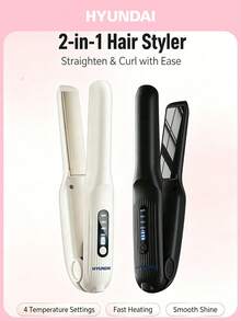 HYUNDAI 2-In-1 Portable Straightener & Curler, Wireless Ceramic Heating Plates, Rechargeable Cordless Clamp, Upgraded Smart Temperature Control Anti-Scald, Suitable For Party And Travel - Multicolor - View 2