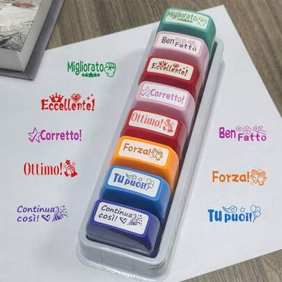 Back To School Office Supplies Italian Language Encouragement Stamps Teacher Praise Comment Stamps Common And Popular Encouragement Words In Italian Full Of Positive Energy Natural For Teaching Or Motivating Others Can Convey Warmth And Effectively Inspire Motivation Teaching Stamps