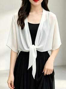 1 buah Cardigan Syal Chiffon Wanita, Musim Semi/Panas, Pendek, Tanpa Lengan, Sangat Tipis, Serbaguna, Bukaan Depan, Perlindungan Matahari Pantai, Perlindungan UV - MultiWarna - View 13