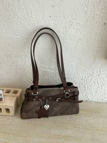 Bolso de axila premium para mujer, nuevo este año, bolso baguette de lujo ligero de nicho, bolso de hombro para ir al trabajo, bolso de hombro vintage - Café - Ver 9