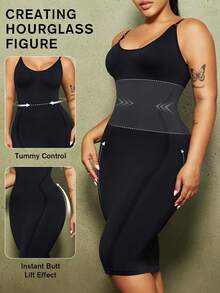 1pc Plus Size Women's Shapewear Dress, Home Sleepwear, Tummy Control, Butt Lift, Waist Shaping, Seamless Bodycon Dress Lingerie For Women - Black - View 4
