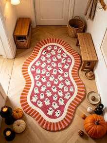 1 pieza Felpudo de Halloween con estampado completo de fantasma alienígena, alfombra de sala de estar, alfombra de área, alfombra grande, tapete de piso, alfombra de Halloween - Multicolor - Ver 5