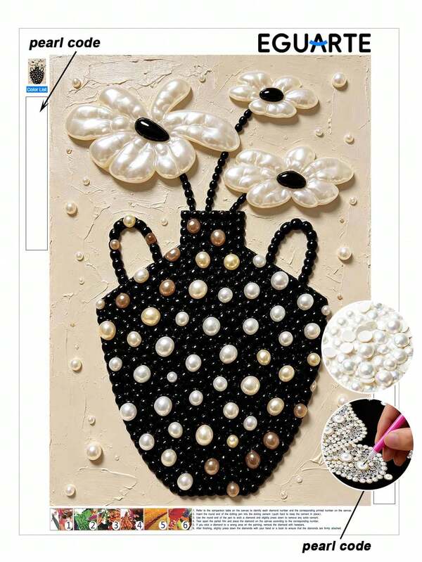 1pc Black Vase Pearl Painting, Frameless DIY Handmade Creative Art Painting, Suitable For Bedroom Decor, Living Room Decor And Room Decor