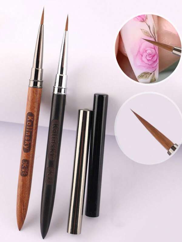 1/2pcs Japanese Kolinsky Sable Nail Art Watercolor Brush Multi-Functional Gradient Smudge Liner Painting Pen For Manicure
