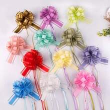 1/10/20pcs Gold Metallic Bow Ribbon, Gift Wrapping Bows, Birthday Wedding Christmas Gift Box Bouquet Decoration Supplies - Multicolor - View 1