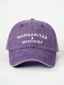 1件刺繡 MARGARITAS 水洗棒球帽，透氣可調節高爾夫遮陽帽，適合女性，夏季時尚彎帽簷遮陽帽，適合男性，Y2K情侶遮陽帽，四季戶外通用 - 棒球帽 - 查看 16