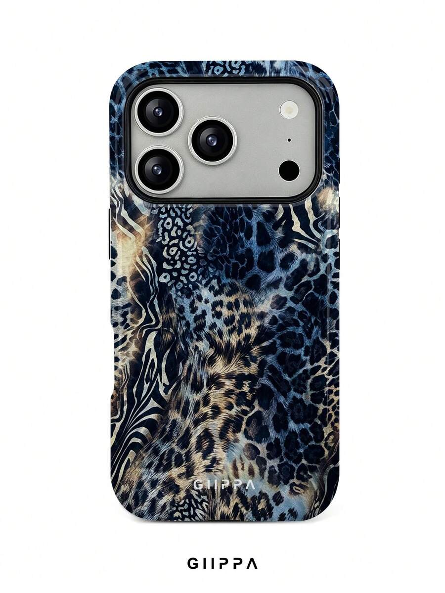 GIIPPA 1件 藍色豹紋、斑馬紋、虎紋拼接設計手機殼,適用於 Phone 17 Pro Max,相容 Phone 16 Pro Max、15 Pro Max、14 Pro Max、11/12/13/14/15/75 Pro Max Plus,韓式高端時尚趣味優雅設計,男女皆宜,聖誕節、情人節、復活節、婚禮季和生日送女友的完美禮物! - 藍色 - 查看 1