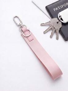 Leather Wristlet Keychain For Women Men, Stylish Key Holder Strap With Metal Buckle, ID Badge Lanyard For Keys, Car Keys, Phone & Small Items, Gift - 粉色 - 查看 1