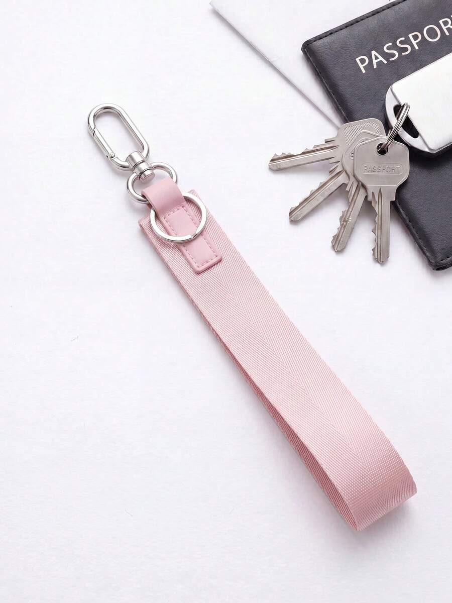 Leather Wristlet Keychain For Women Men, Stylish Key Holder Strap With Metal Buckle, ID Badge Lanyard For Keys, Car Keys, Phone & Small Items, Gift - 粉色 - 查看 1