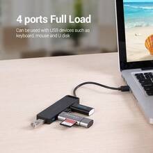 VENTION 4 USB Ports USB 3.0 Hub, Ultra-Slim Aluminum 4-Port Splitter, Portable High-Speed Multi USB Adapter Compatible With Macbook, Laptops, Desktops & All USB Devices - View 4