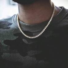 2pcs/Set Men's Diamond Inlaid Square Claw Chain Necklace And Bracelet, Hip-Hop Style Rhinestone Jewelry, Creative Punk Style Men's Necklace, Suitable As Gift For Boyfriend, Also Suitable For Daily Casual Wear And Matching, Valentine's Day, Carnival Gift - Multicolor - View 5