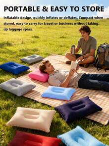 Travel Comfortably Anywhere With This Portable Inflatable Pillow - Perfect For Camping And Flocking! Great Gift For Vacation And Outdoor Use - Multicolor - View 1