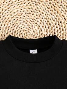 Tween Girl Cartoon Print Crew Neck Sweatshirt And Leggings Casual Set - Black - View 3