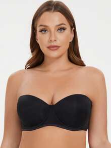 MELENECA Women's Strapless Bra For Large Bust Back Smoothing Plus Size With Underwire - Black - View 6