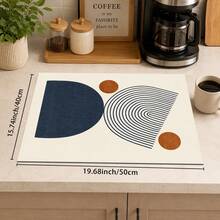 1 pieza Alfombrilla de drenaje de cocina de tierra de diatomeas con patrón geométrico minimalista moderno, alfombrilla absorbente de secado rápido y antideslizante para máquina de café y secado de platos, adecuada para encimera de cocina y decoración del hogar - Multicolor - Ver 10