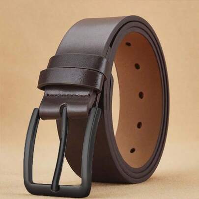 1pc Men's Belt, Alloy Scratch-Resistant Metal Buckle, Versatile Business Casual Belt, Suitable For Dress Pants, Jeans, Cargo Pants, Daily Commute And Business Travel, Perfect Gift Choice