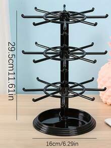 1pc 2/3 Layer Rotating 16-Hook Storage Rack, Adjustable Lower Layer Spacing Keychain Display Stand, Multi-Layer Entryway Storage Rack, Suitable For Keys, Glasses, Jewelry, Small Accessories, Convenient Home Entryway Storage Rack - Multicolor - View 13