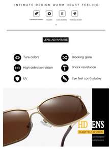 1pc Wrapped Y2K All-Metal Frame Hollow-Leg Retro Glasses Fashion Eyewear Outdoor Daily Wear - Multicolor - View 5