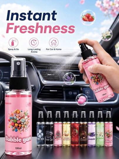 100ml Brazil Fragrance Car Air Freshener, Long-Lasting Scent And Deodorizing, Available In Bubblegum, Strawberry, Vanilla, Lavender, Jasmine And Cherry Scents, Essential Car Fragrance And Indoor Decor, Suitable For Bedroom, Living Room And Office, Ideal For Camping And RV, Great Gift For Women, Men And Couples