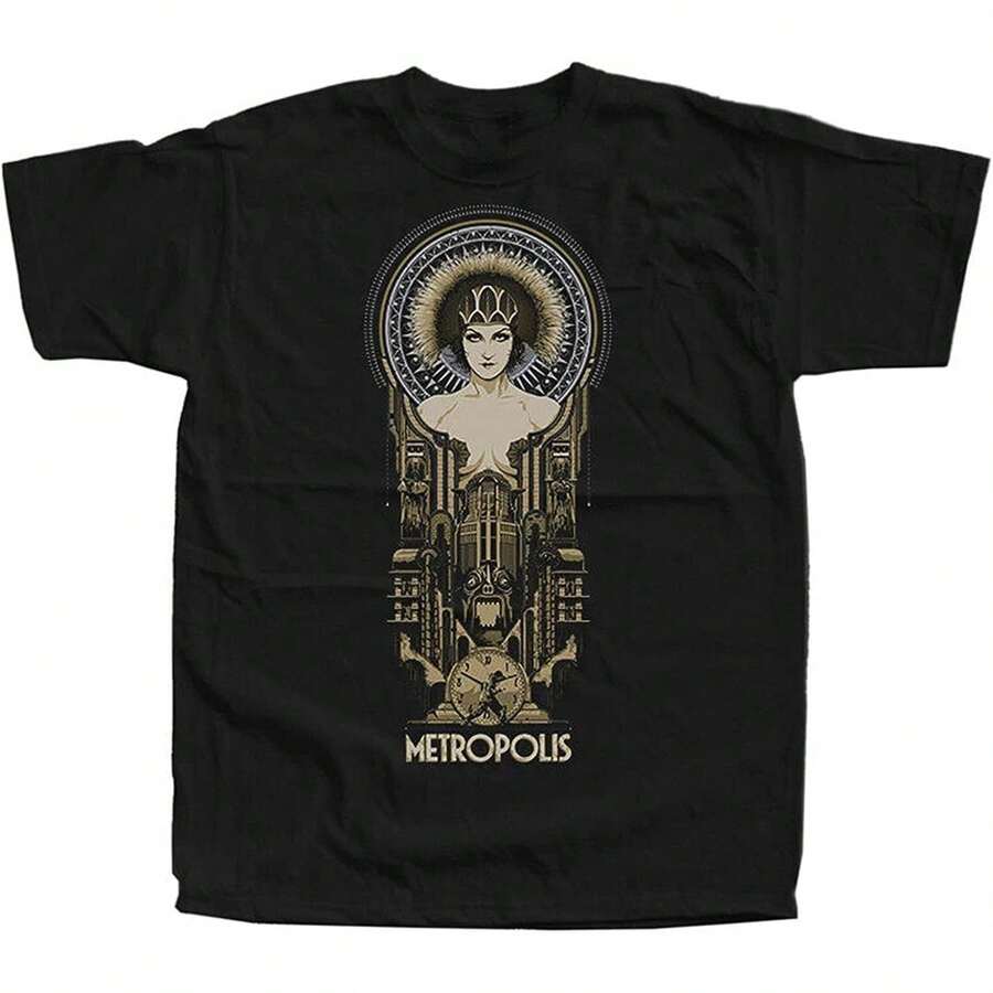 Metropolis V6 Black T-Shirt, 1927 Fritz Lang Film Poster - 黑色 - 查看 1
