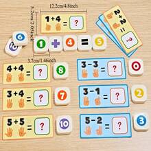 1set Number Counting Blocks & Math Flash Cards Set, Educational Addition Subtraction Logic Puzzle Game, Early Learning Arithmetic Toy For Kids - Multicolor - View 4