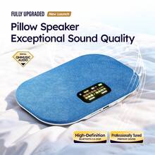 Reletech Bluetooth 5.4 Sleep Pillow Speaker With Alarm Clock And LED Display, FM Radio, Portable Stereo Pillow Speaker For Side Sleepers, Insomnia Relief, Sleep Aid, Fabric Design - View 1