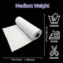 1 Roll 12 Inch*5 Yards Iron-On Fusible Interlining, Used For Sewing, Handicrafts, Patchwork, Non-Woven Iron-On Fusible Fleece, Single-Sided Adhesive Foam Stabilizer, White, Suitable For DIY Handbags, Home Decor - White - View 3