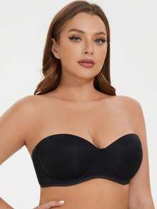 MELENECA Women's Strapless Bra For Large Bust Back Smoothing Plus Size With Underwire - Black - View 5