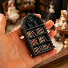 Dark Gothic Style Mini Bookshelf, Vintage Church Arch Design + Skull Carving, Creates A Mysterious Atmosphere, 3-Tier Design For Storing Mini Ornaments And Jewelry, Both A Practical Storage Rack And A Dark Gothic Home Decor Piece, Create Your Exclusive Niche Aesthetic Space - Multicolor - View 8