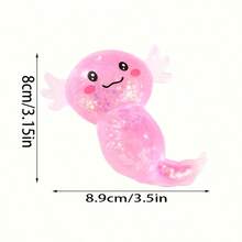 Coconut Oil Glitter Axolotl Squishy Toy, Maltose Filled Transparent Amphibian Slow Rebound Stretchable Squeeze Toy, Malleable Tactile Stress Relief Toy, Random Color, Suitable For Boys And Girls Classroom Rewards, Party Favors And Anxiety Relief - Multicolor - View 6