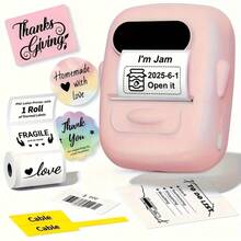 Marklife P50 Pink Inkless Label Maker, Printer Label Termal Mini, Kompatibel untuk Penggunaan Rumah dan Komersial, Cocok untuk Pengorganisasian Rumah, Bisnis, Barcode, Kode QR, Dilengkapi dengan 1 Rol Label 40x30mm (1,57x1,18 inci) - Bubuk stroberi P50 + 1 gulungan ukuran 40*30mm (1,57*1,18 inci) - View 2