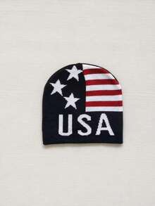 1pc Unisex Flag Knit Hat, Back To School Season USA & UK Pattern Knit Hat, Warm Street Style Winter Accessory, Unisex - Multicolor - View 10