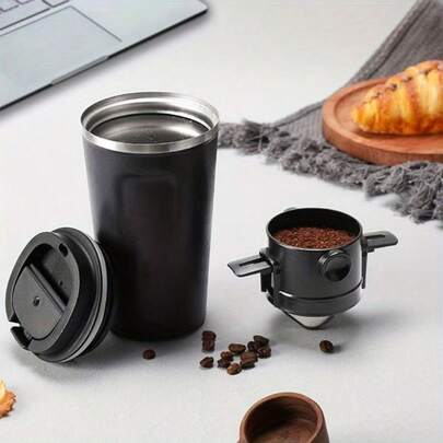 Portable Stainless Steel Reusable Coffee Filter With Foldable Drip Brewer And Ear Hook, Easy Pour Design, Includes Storage, Suitable For Brewing Rich And Smooth Coffee At Home Or On The Go