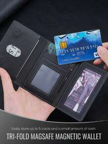 EIGIIS 1pc Magnetic Phone Wallet, Magnetic Stand Card Holder, Adjustable Stand With 3 Card Slots, Suitable For Daily Use, Fashion Wallet Design, Durable And Compatible With All Phones, Magnetic Phone Case Accessory - Multicolor - View 4