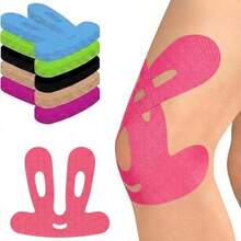 12pcs Multi-Color Pre-Cut Knee Sports Tape (Fun Design) - Breathable Sports Support, Suitable For Running, Hiking, Cycling And Recovery - Quick Relief Bandage, Knee Support, Running Essential, Simple And Flexible Design - Rose Red - View 2