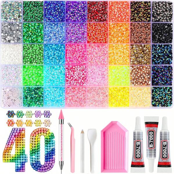 40/28/24/15 Colors Resin Rhinestone DIY Professional Set, Colorful Jelly Resin Flat Back Rhinestone Set, Shiny Decorative Rhinestone DIY Handmade Materials, Suitable For DIY Diamond Painting, Water Cup, Phone Case Rhinestone Decoration And Other Handmade Crafting Scenarios