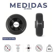Jogo Kit 4 Rodizios 3pol 75mm Rodinha Giratoria E Fixa Preta Termoplastica - preto - Visão 9