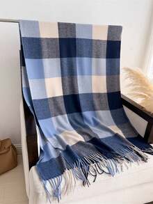 2/1pc New Winter Faux Cashmere Plaid Scarf, Unisex, Warm, Suitable For Daily Wear And Casual Outfits - Multicolor - View 6