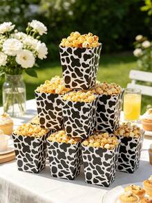 10 piezas Cajas de palomitas de maíz de papel con estampado de vaca, palomitas de maíz desechables con tema de vaca, contenedores de comida de papel, cajas de bandeja de aperitivos con tema de animales de granja para fiesta de primer cumpleaños, baby shower, revelación de género, decoraciones de fiesta de vaca, baby shower, cajas de regalo de fiesta de vaca, embalaje de regalo, suministros de fiesta de vaca, bolsas de regalo de fiesta de vaca - Vaca - Ver 7
