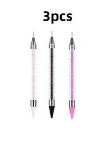 Caneta com Aplicação de Strass, Caneta com Aplicação de Strass/Cristal Dupla, Cabo com Contas de Cristal - Excelente Ferramenta de Decoração de Arte de Unhas DIY Encantos de Unhas - Multicolorido - Visão 24